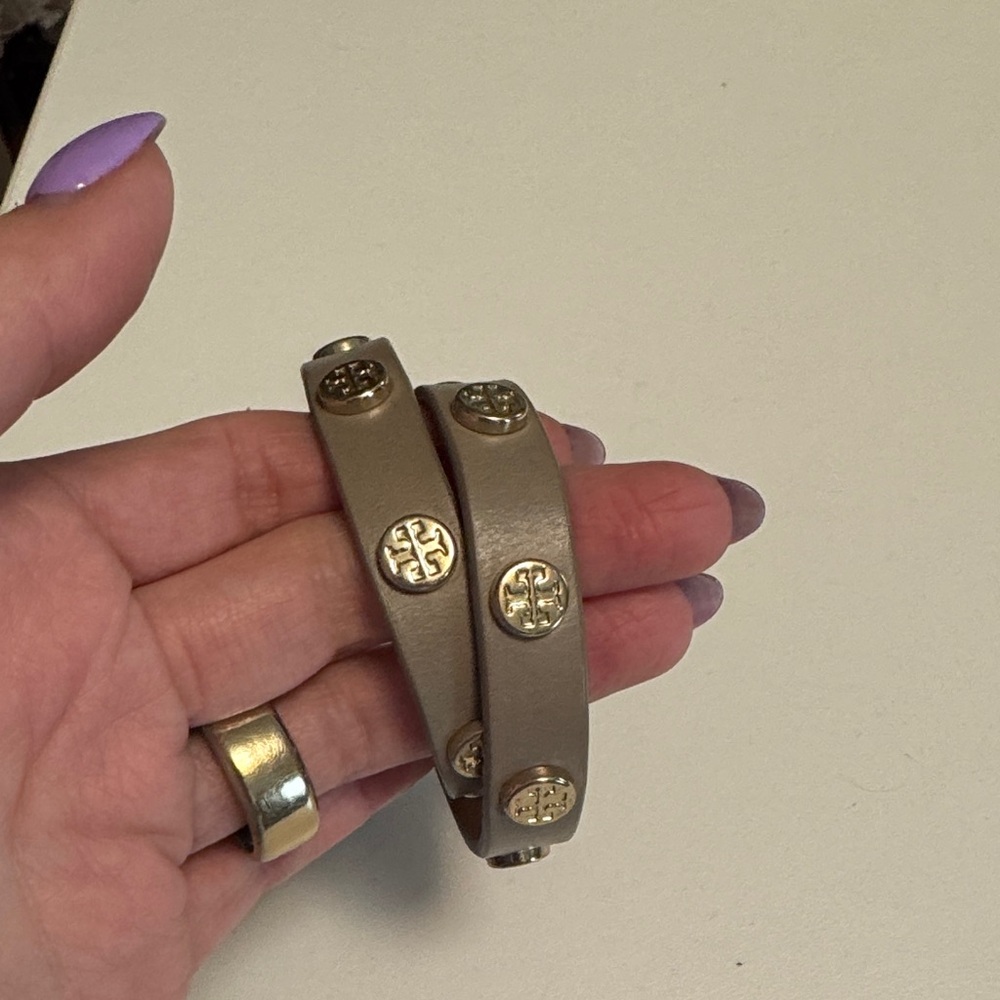 Tory Burch Gold and Brown Leather Bracelet